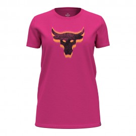 Under Armour Maglietta Palestra Logo The Rock Fuxia Donna