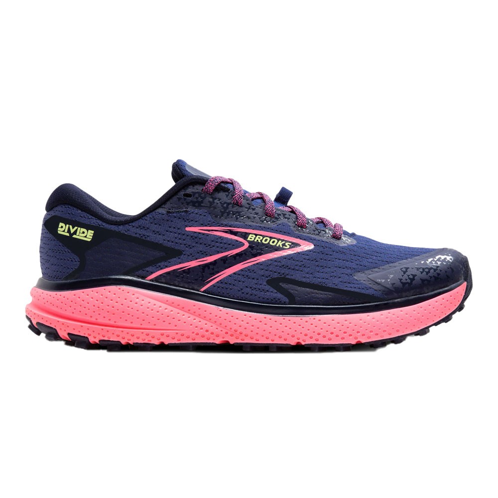 Brooks Divide 5 Grigio Blue Rosa Sunny Lime - Scarpe Trail Running Donna