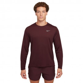 Nike Maglia Manica Lunga Miler Burgundy Crush Reflective Argento Uomo