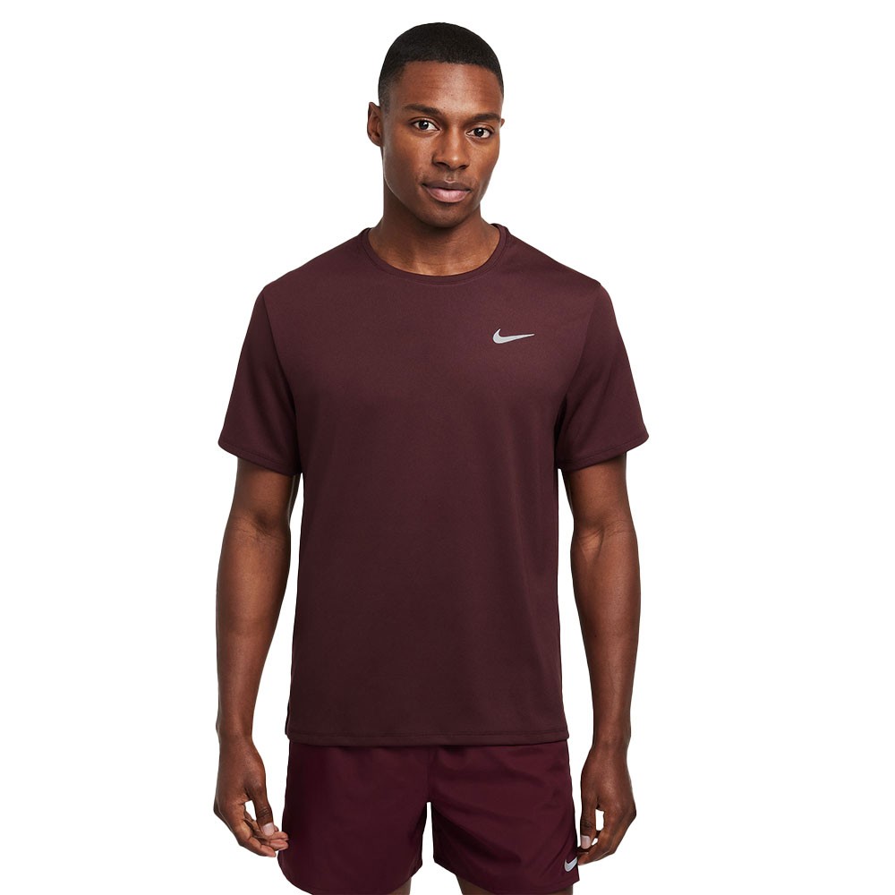 Nike T-Shirt Miler Burgundy Crush Reflective Argento Uomo