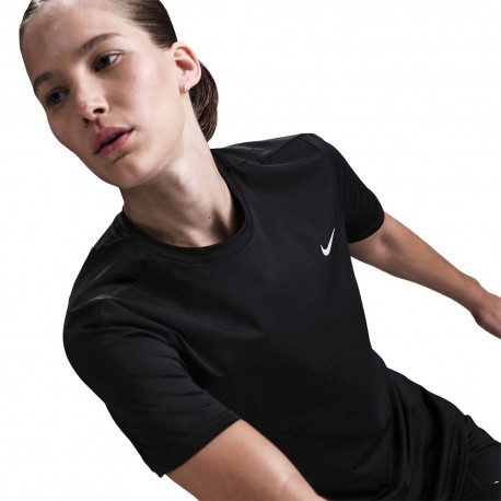 Nike Maglia Running Dri-Fit Swift Nero Reflective Argento Donna